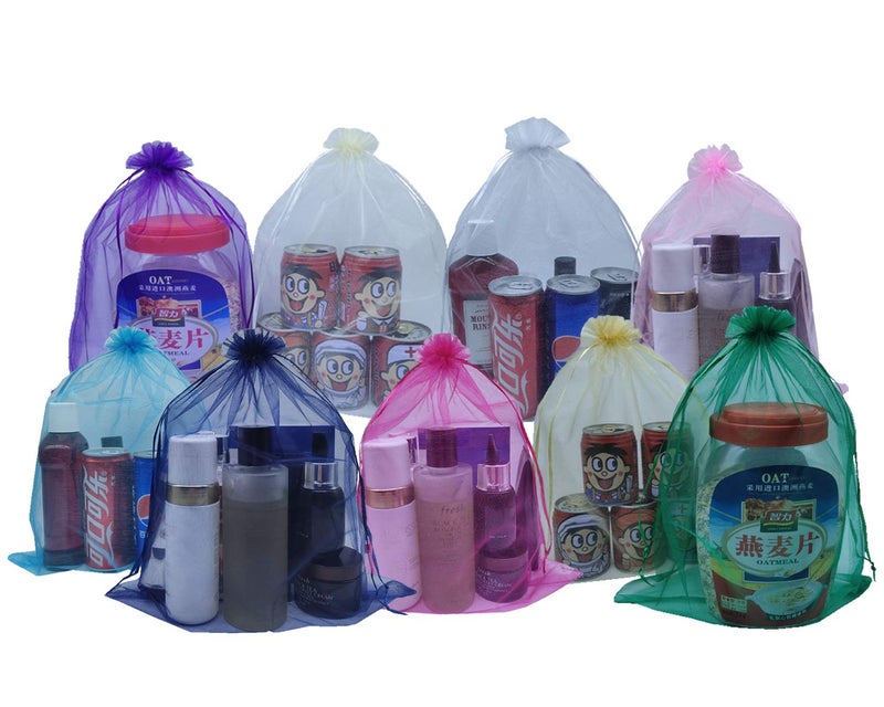Ankirol 50pcs Sheer Organza Favor Bags 12 X 16 INCH Extra Large Organza Drawstring Bags 10 Colors (mix) - Image 2